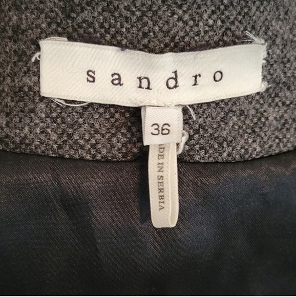 SANDRO PARIS Wool Grey Coat Jacket EU Size 36 US 6 Small - Picture 9 of 12